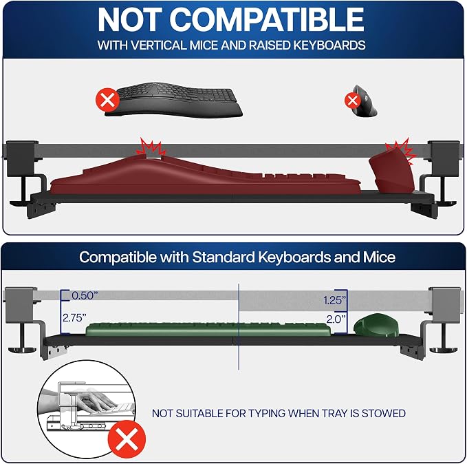 VIVO Vintage Brown Large 27 x 11 in Under Desk Keyboard Tray, MOUNT-KB05N - Image 4