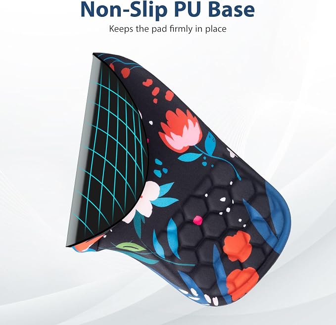 EYROZILL 3 in 1 Ergonomic Mouse Pad and Keyboard Wrist Rest, Cute Mouse Pad with Wrist Support Massage Design, Non-Slip Wrist Pad for Mouse, Desk Mouse Set(Flower) - Image 4