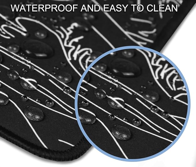 Large Gaming Mouse Pad, XXL Extended Keyboard Mouse Mat with Stitched Edges | 31.5" x 15.7" Non-Slip Waterproof Rubber Base Long Mousepad for Work, Game, Office, Home, Waves Line - Image 5
