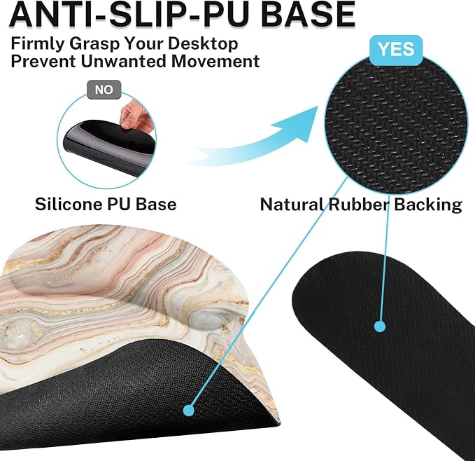 Britimes Ergonomic Mouse Pad Set with Wrist Rest, Gold Pink Marble - Image 6