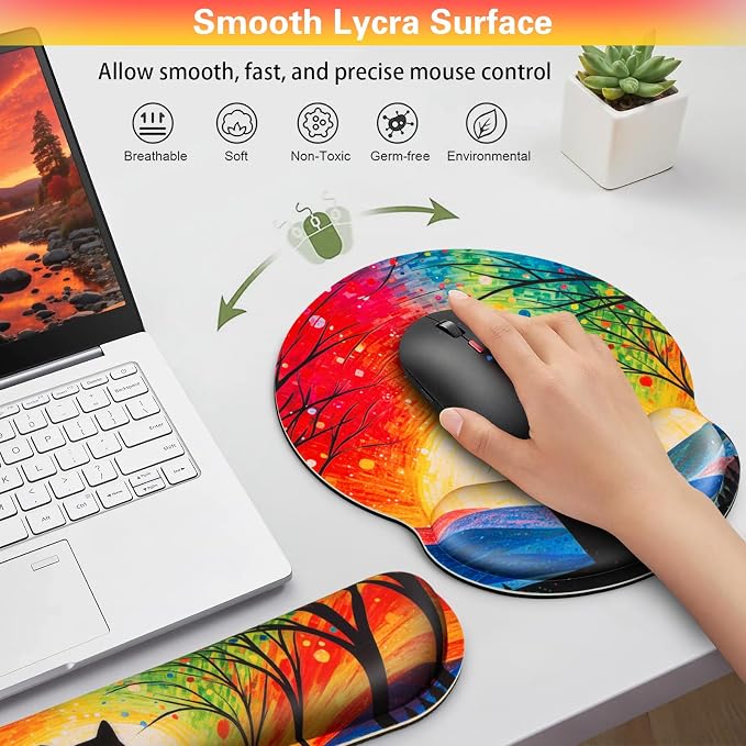 3-in-1 Mouse Pad with Wrist Rest Cute Black Cat Set - Image 5