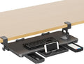 XINLEI Keyboard Tray Under Desk with Storage Drawer Large C-Clamp 26.7”(31” Including Clamps) x 11.8” Slide-Out Platform Computer Drawer Pull Out Keyboard & Mouse Tray DSF7CT by XINLEI