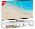 YAOHUOO 45" Large TV Riser for 32-60 inch TV, TV Riser Stand Shelf,White | Steel Legs,Tabletop TV Stand Riser for Home Office,Fit TV/Monitor/Laptop/Soundbar,7.1"Height,Holds up to 120lbs by YAOHUOO