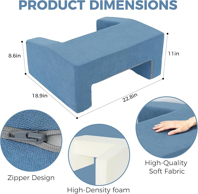 Reading Pillow for Gaming Lap Desk Pillow for Laptop Memory Foam Bed Desk for Reading Working Crocheting Gaming Arm Rest on Bed/Sofa/Floor/Couch/Car (Blue) - Image 6