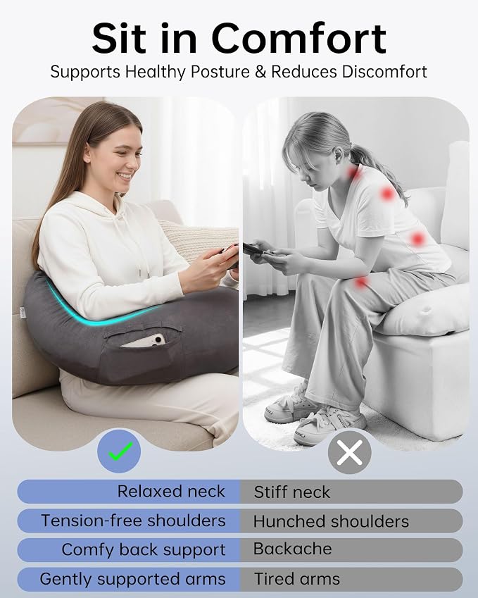 ENITYA Extra Large Ergonomic Reading Pillow with Arm & Elbow Support - Image 3