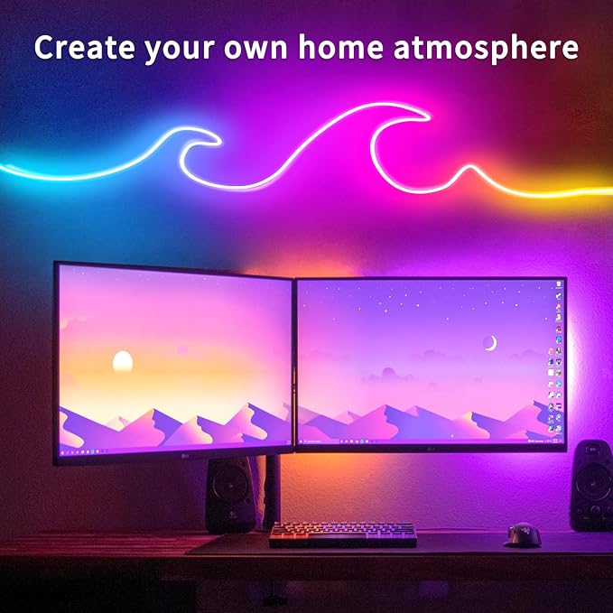 segrass 32.8FT Neon Rope Light,Flexible Led Rope Light Control with App/Remote,Multiple Modes Rope Lights,IP65 Outdoor RGB Led Neon Lights Waterproof,Music Sync Gaming Led Neon Light Strip for Bedroom - Image 4