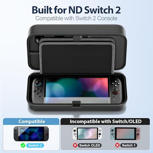 OIVO Carrying Case Compatible with 2025 Nintendo Switch2, Portable Switch Travel Carry Case Fit for Joy-Con & Adapter Hard Shell Protective Pouch Bag with 24 Game Slots, Black For N DS Cases & Storage - Image 2