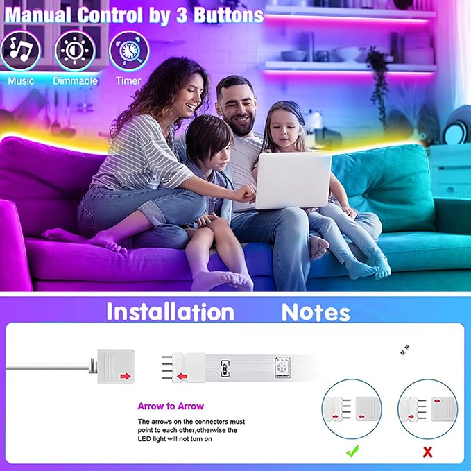 REEMEER 130ft Led Lights for Bedroom, APP Control Music Sync Color Changing Led Lights, Led Strip Lights with Remote for Room, Kitchen Party,Home Decoration - Image 4