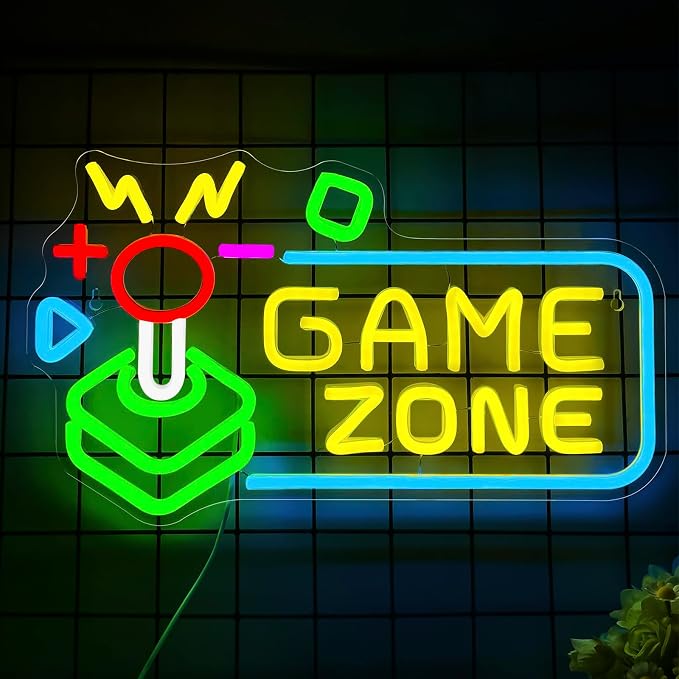 Game Zone Neon Sign, Gaming LED Neon Light Sign for Gamer Room Wall Decor by Lurevia