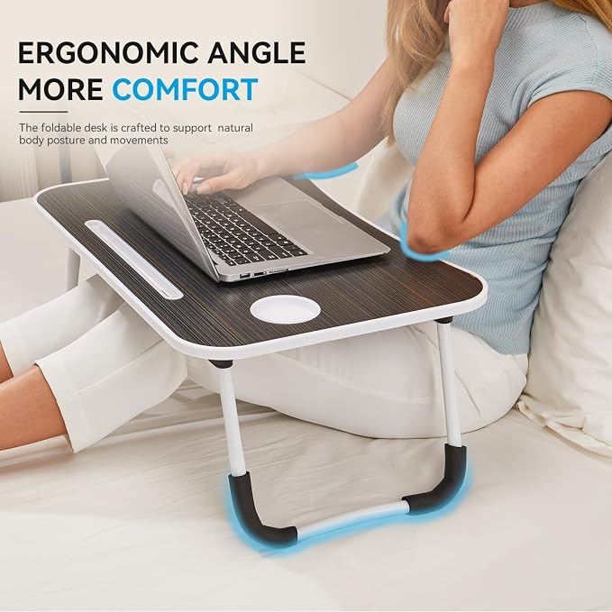 BUYIFY 23" Foldable Lap Desk for Laptop Writing w/Cup Holder Black - Image 2