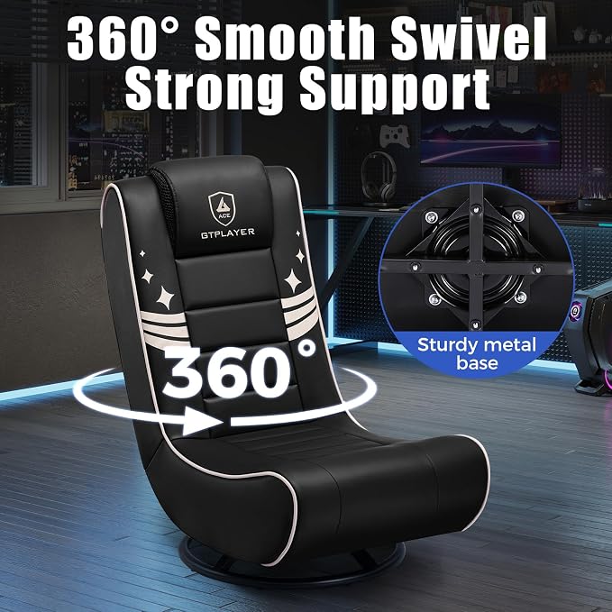 GTPLAYER Floor Gaming Chair Foldable Swivel Floor Chairs for Kids Boys Comfy Video Game Seat with 360° Multipurpose for Gamers, Bedroom or Game Room (Gold) - Image 7