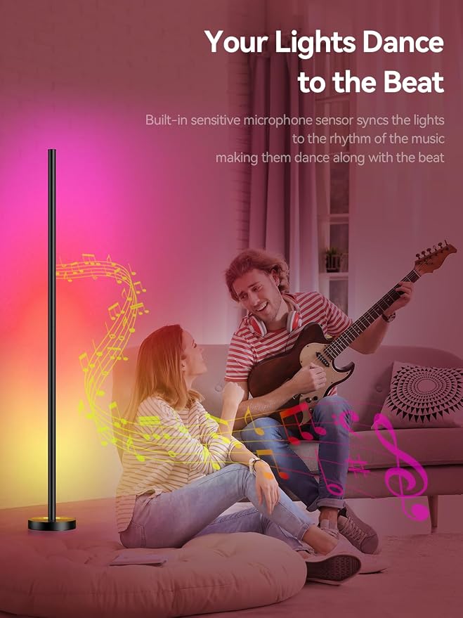 OIYN Smart RGBICW LED Corner Floor Lamp - 16 Million DIY Colors, 68+ Scenes, Music Sync, App & Remote Control, Color-Changing Ambient Lighting for Living Rooms, Bedrooms, and Gaming Rooms - Image 4