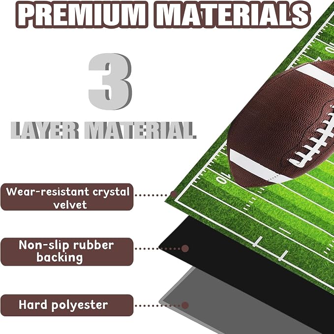 Gaming Chair Mat for Hardwood Floor 36"X 48" Heavy Duty Office Desk Chair Rug for Under Game Rolling Chairs Computer Decor Protect Mats Low Pile Non-Slip Rubber for Carpet & Tile Floor-Football - Image 4