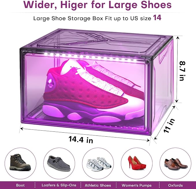 Oltraman LED Smart Shoe Boxes Display Case, Stackable Storage Organizers - Image 4