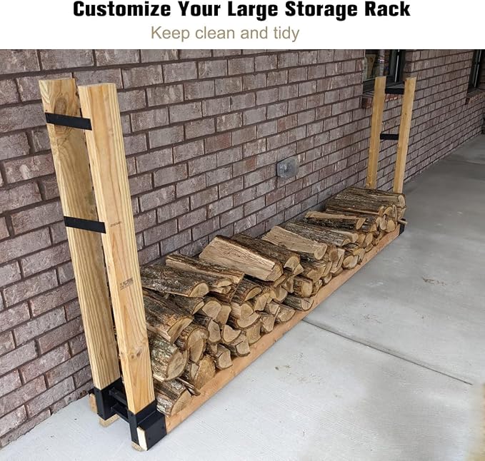 Outdoor Firewood Rack Bracket Kit for 2x4 lumber, Black, 1 Pair - Image 6