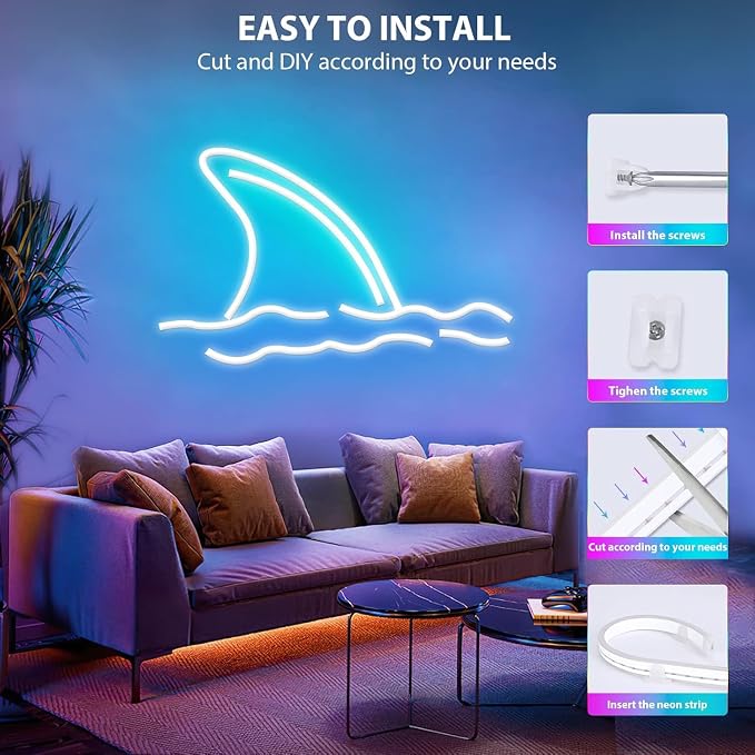 Lamomo 65.6Ft LED Strip Lights, RGB Neon Rope Light with App Remote Control, Music Sync Color Changing Waterproof Flexible Led Light Strip, Cuttable Gaming 24V Neon Lights for Bedroom Indoor - Image 7