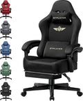 GTPLAYER Gaming Chair Fabric with Pocket Spring Cushion, Big and Tall Gamings Chairs 350LBS High Back Computer Chair with Footrest for Adults Lumbar Support Swivel Game Chair for Office Light Black by GTPLAYER
