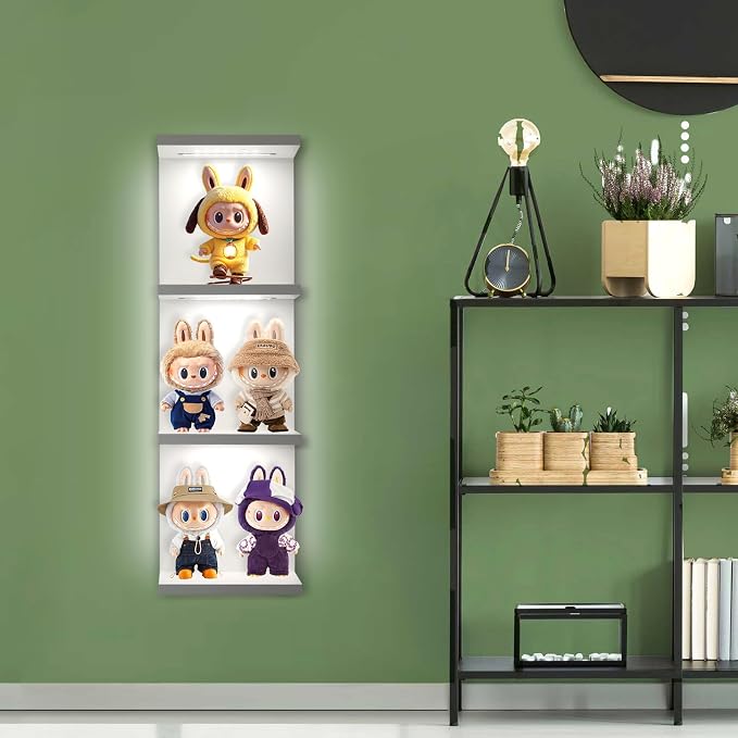 VIWODS 4-Tier Wall Shelf Unit with Lights, White - Image 7