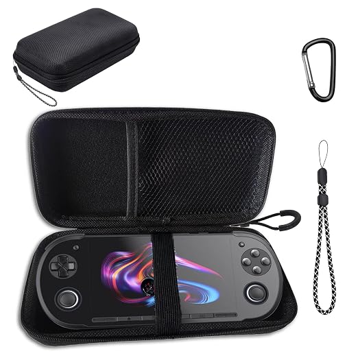 YAJOJO Carrying Case for Retroid Pocket 6 Handheld Game Console with Lanyard & Carabiner,Hard Shell Cover with Pocket for Retroid Pocket 6 & Accessories ,Shockproof(Black) by Unknown