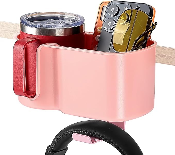 KEMIMOTO 3-in-1 Desk Cup Holder and Headphone Hanger, Fits 18-32 oz Cups by kemimoto