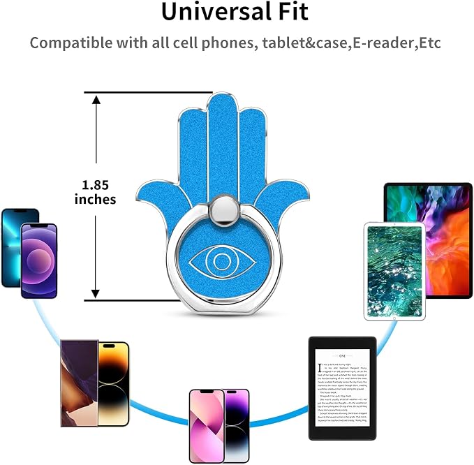 TACOMEGE Hand Phone Grip Holder, Evil Eye Phone Ring Stand Compatible with Smartphone, Tablet, E-Reader, Etc (PHGR-BL) - Image 5
