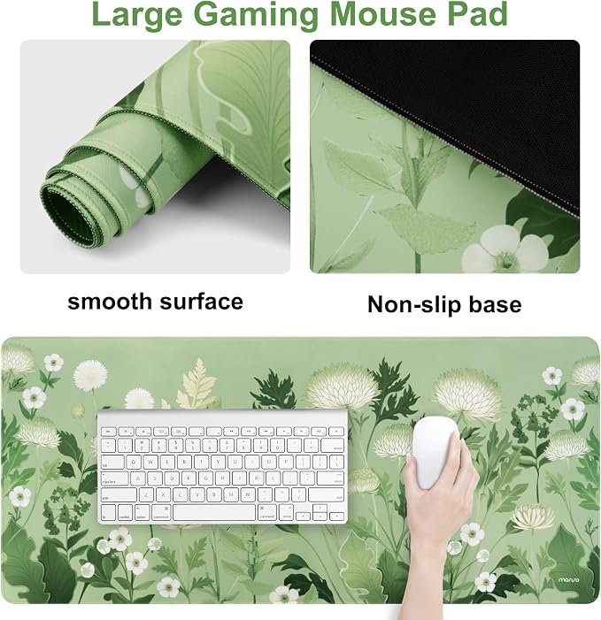 MOSISO Wild Chrysanthemum Wrist Rest Support for Keyboard Mouse Pad Set - Image 3