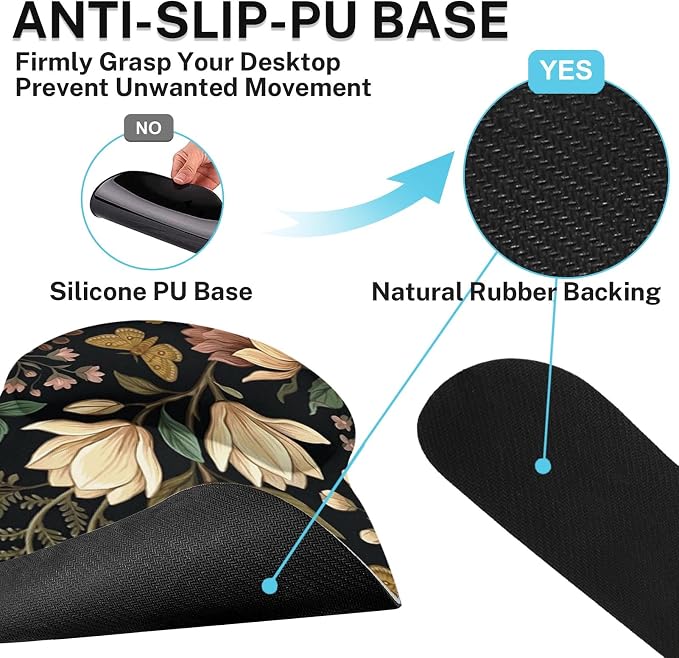 Britimes Ergonomic Mouse Pad Set with Wrist Rest, Floral Flower - Image 5