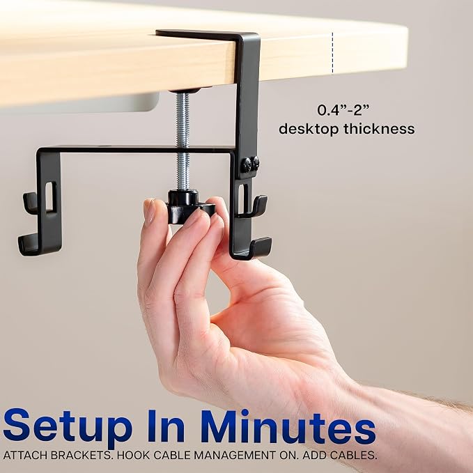 VIVO Clamp-on Under Desk 47 inch Fabric Cable Management Tray, Wire Concealer, Power Strip Storage, Workspace Organization, Easy Fold Down Access, Black, DESK-AC47F-C - Image 8