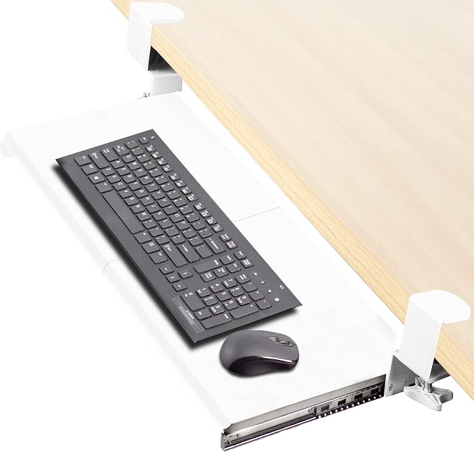 VIVO Large Clamp-on Computer Keyboard and Mouse Under Desk Slider Tray, 27 x 11 inch Pull Out Platform Drawer, White, MOUNT-KB05W by Unknown