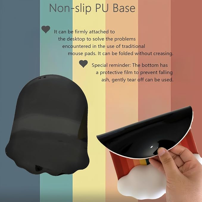 Cute Rainbow Mouse Pad with Wrist Rest for Mouse Pad Gel Cloud Keyboard Wrist Rest PU Base Silicone Ergonomic White Cloud Mouse Wrist Pad Support for Gaming Desk Laptop Home Office - Image 6