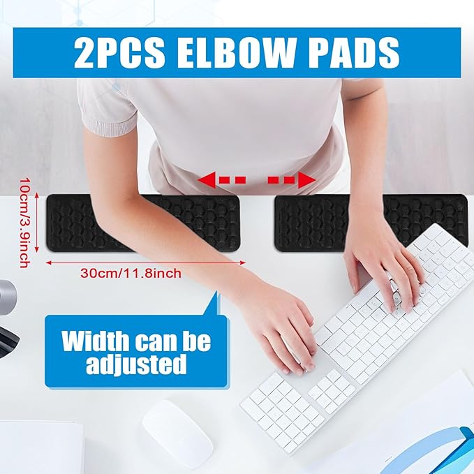 L-Shaped Desk Elbow Pads (2-Pack) - Adjustable Spacing Memory Foam Desk Edge Cushion for Forearm & Wrist Support, Ergonomic Desk Arm Rest for Office, Gaming - Image 3