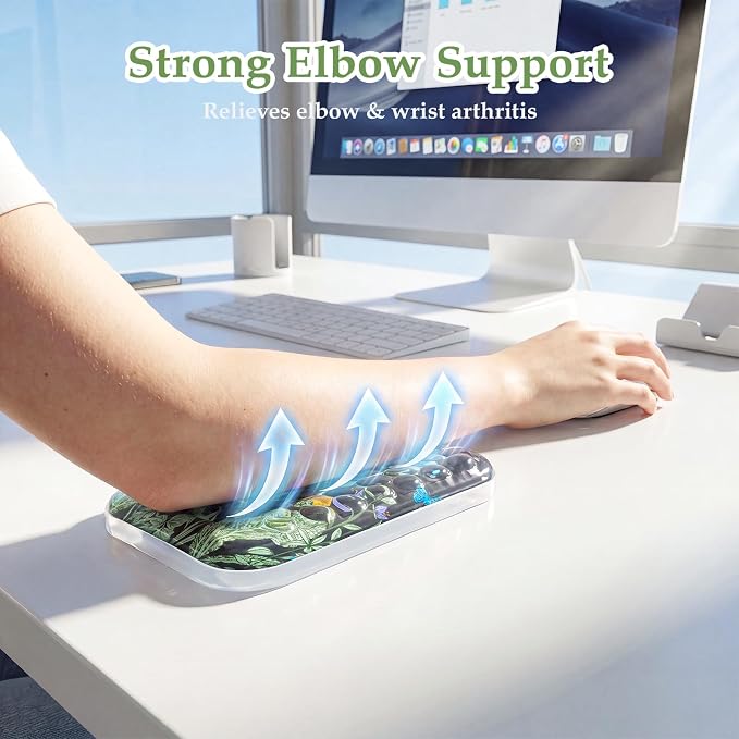 Ospelelf Desk Elbow Rest Pad, Gel Arm Rest for Keyboard and Mouse, Bushes | Ergonomic Wrist Support for Computer Typing Pain Relief, Cool-touch, Heat Resistant, Office Home Driving Gaming Use - Image 4