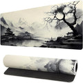 Gaming Mouse Pad Desk Pad,Extended Big Mouse Pad,31.5x11.8 Inch Long Computer Keyboard Mouse Mat Mousepad with 3mm Non-Slip Base and Stitched Edge for Gaming and Office… (wash painting2) by Brecoy