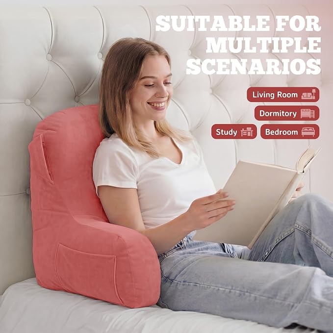 Reading Pillow for Bed,Back Pillow for Bed Sitting Up,Lumbar Support Pillow - Image 3