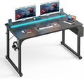DurayLoly 48" Gaming Desk with Waterproof LED Lights for Bedroom,Black by Durayloly