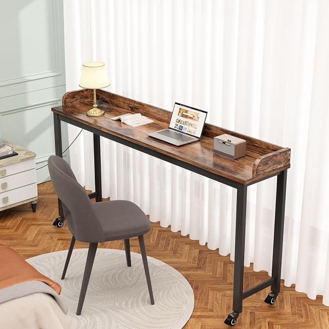 Ytaoka Table Overbed, Walnut, Queen Size, Wheels, Charging Station, 70.8" for Home and Hospital - Image 4