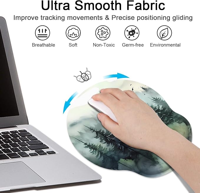 Britimes Ergonomic Mouse Pad Set with Wrist Rest, Green Mountain - Image 4