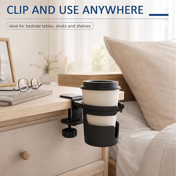 No Drill Desk Cup Holder Clamp, Anti-Spill Cup Holder for Desk - Image 4