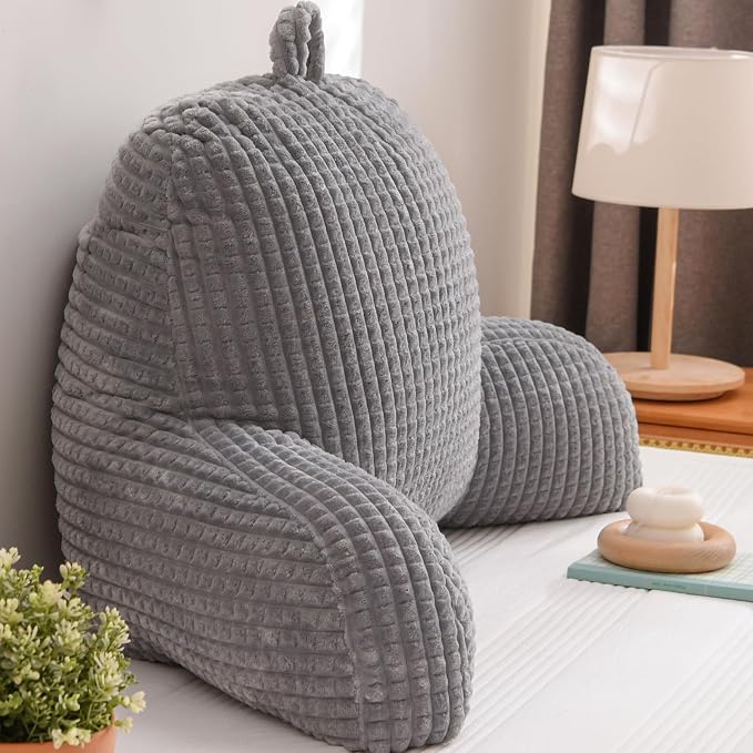 A Nice Night Grey 17" Bed Wedge Reading Pillows with Arms for Sitting - Image 7