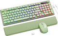 Wireless Keyboard and Mouse Combo - 9 Backlit Effects, Wrist Rest, Double-Shot Keycaps, Metal Panel, Long-Lasting Rechargeable, 2.4G Keyboard Mouse Set for Windows Mac PC Laptop – Sablute (Green) by SABLUTE
