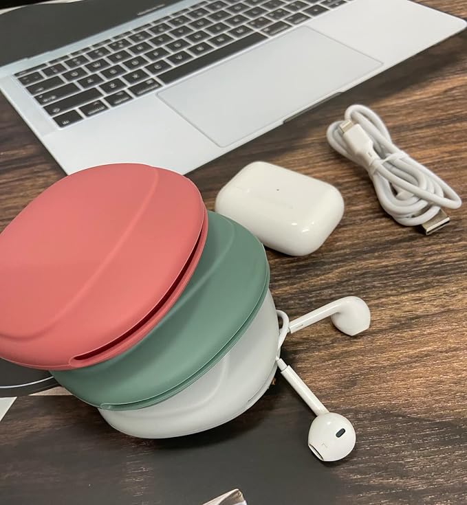 Silicone Headphone Organizer-Data Cable Storage Case-Mini Key Box-Portable Wired Headphone Organizer(Red-Grey-Green-3PCS) - Image 7