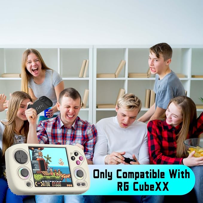 for Anbernic RG CubeXX Silicone Case, Soft Protective Cover Case for RG Cube XX, Drop & Scratch Resistant Washable for RGcubeXX Retro Handheld Game Console Accessories with Lanyard (Off-White) - Image 2