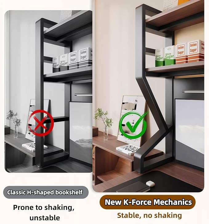 Desktop Bookshelf, Multi-Size pegboard Storage Organizer Rack, Dorm Desk Shelf, Desk Hutch, Desk top Storage Rack, Student Desktop Storage,Desk Shelves for top of des(Black, 53.1" Lx9.9 Wx39 H) - Image 9