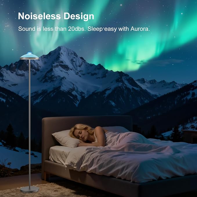 DUSKTEC 3-in-1 Floor Lamp, RGB Aurora & Galaxy Star Projector, 69", White - Image 4