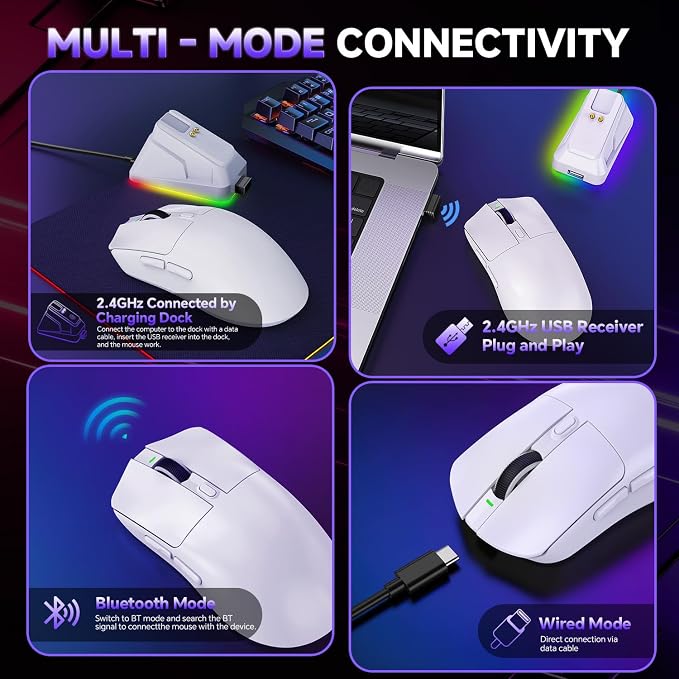 YPBDAN 24000 DPI Wireless Gaming Mouse with RGB Charging Dock - Image 2