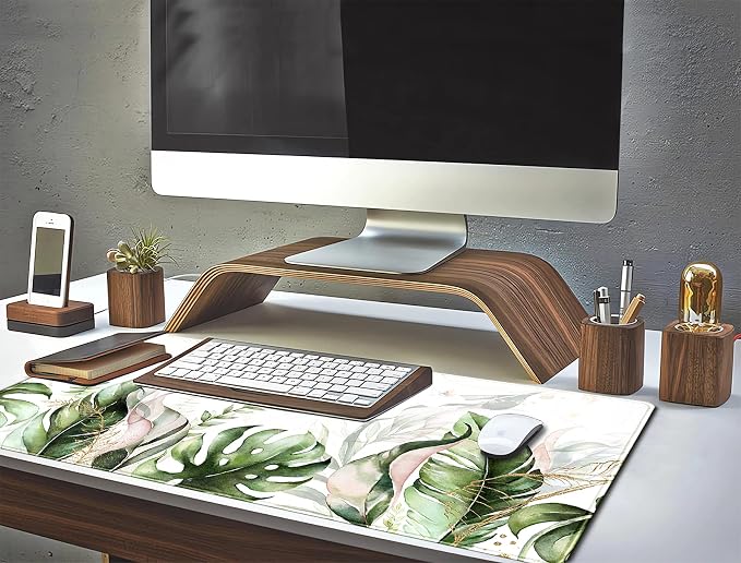 Green Tropical Leaves Desk Mat XL Large Gaming Mouse Pad Green Sage Plant Laptop Keyboard Mouse Mat Office Supplies Desk Decor Accessories for Women, Desk Mats Pads on top of Desks, 31.5x11.8 in - Image 6