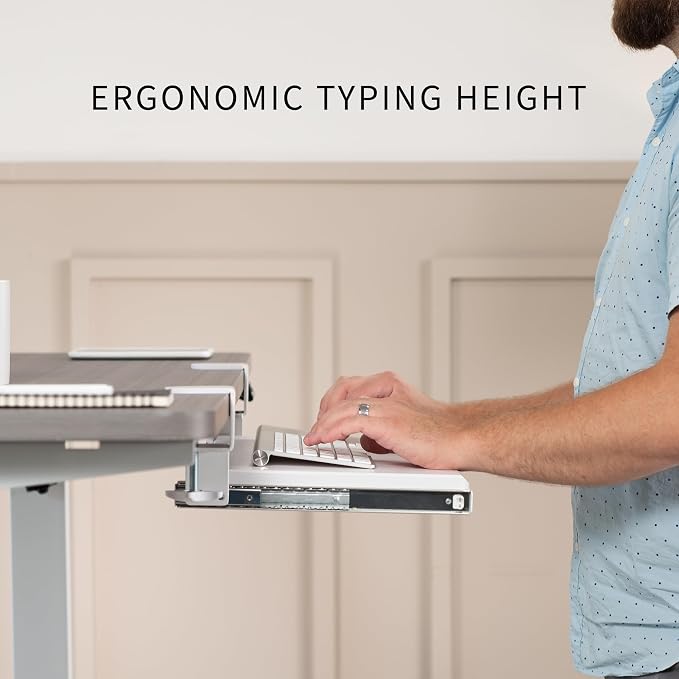 VIVO Small Keyboard Tray, Under Desk Pull Out with Extra Sturdy C Clamp Mount System, 20 (26 Including Clamps) x 11 inch Slide-Out Computer Platform Drawer, White, MOUNT-KB05ES-W - Image 3