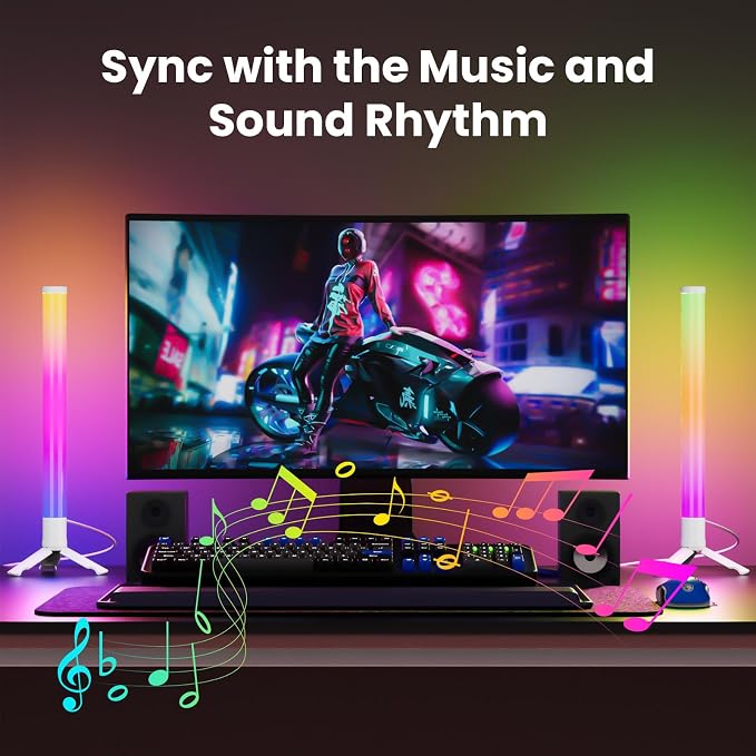 TJOY 360° RGB Light Bars, Gaming Lights for Desk, Music Sync Remote Control - Image 2