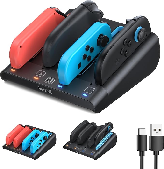 FASTSNAIL Switch Controller Charger for Nintendo Switch 2/1/OLED for JoyCon by FASTSNAIL