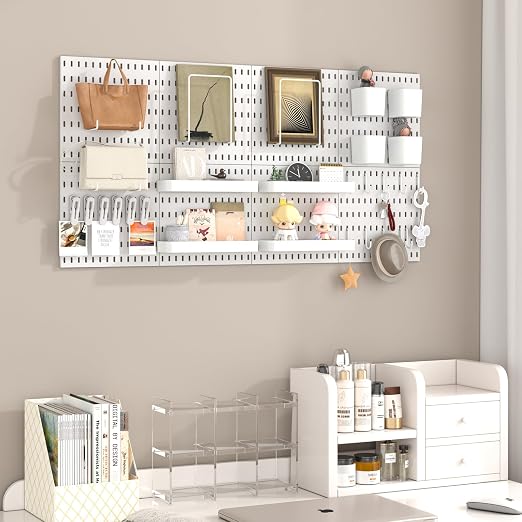 Pegboard Combination Kit, 8 Peg Boards and 30 Accessories Modular Hanging Black Pegboard for Walls, Office Wall Organizer, Keys Holder on Wall, Nursery Storage, 44"x22" Black - Image 6